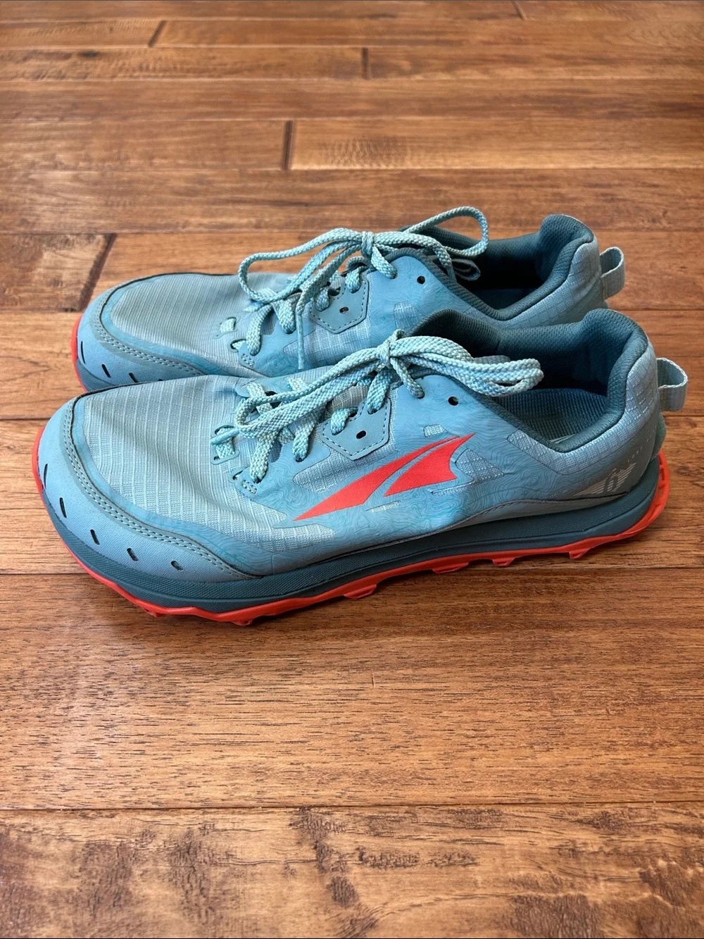Altra Lone Peak 6 Trail Running Shoes Foot Shape Zero Drop Teal Orange Size 9.5